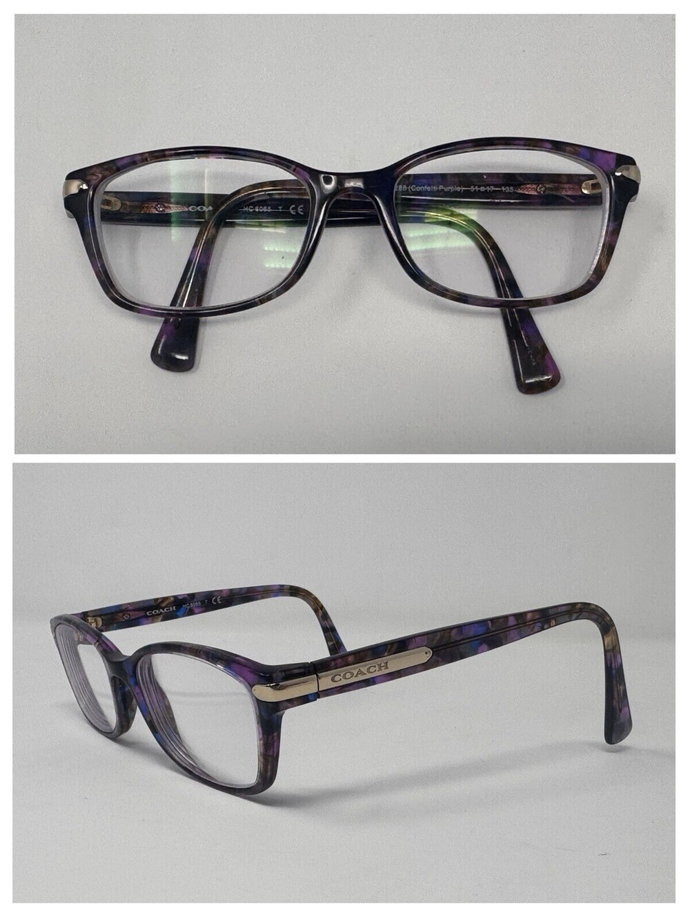 Coach HC6065 5288 Confetti Purple Eyeglass Frames 51-17-135 A